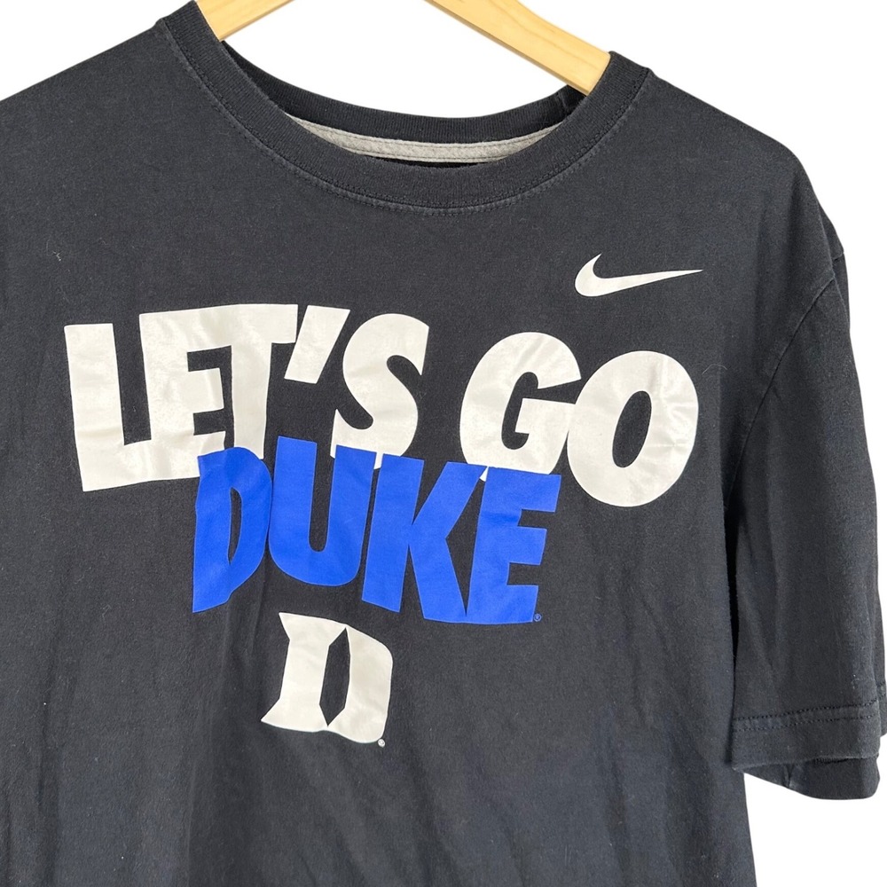 Nike Duke Blue Devils Mens Large Black Lets Go Duke Graphic T-Shirt Regular Fit